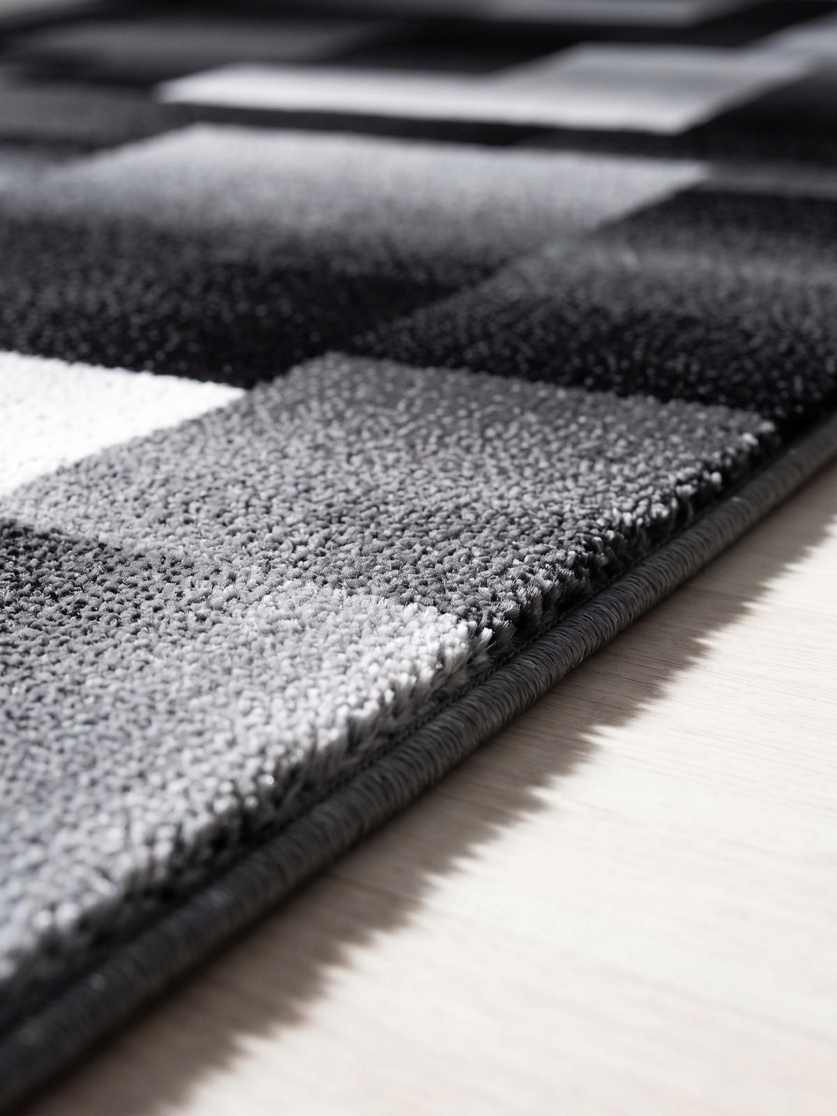 TEPPICH Schlafzimmer Abstrakt-Karo Elegant Waschbar Esszimmer Schwarz 200x290 cm – ASPEN - Schwarz, Textil (290/200cm) - KADIMA DESIGN