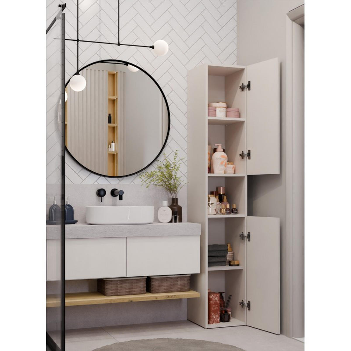 SKRIŇA kúpeľňová - kašmírová, kompozitné drevo (31/174/30cm) - RAUMHIRSCH FURNITURE