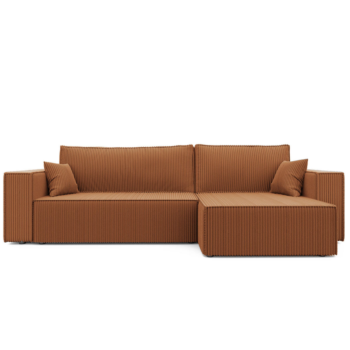 ECKSOFA mit Schlaffunktion und Bettkasten, Orange - Orange, Holzwerkstoff/Textil (145/276cm) - Idohome