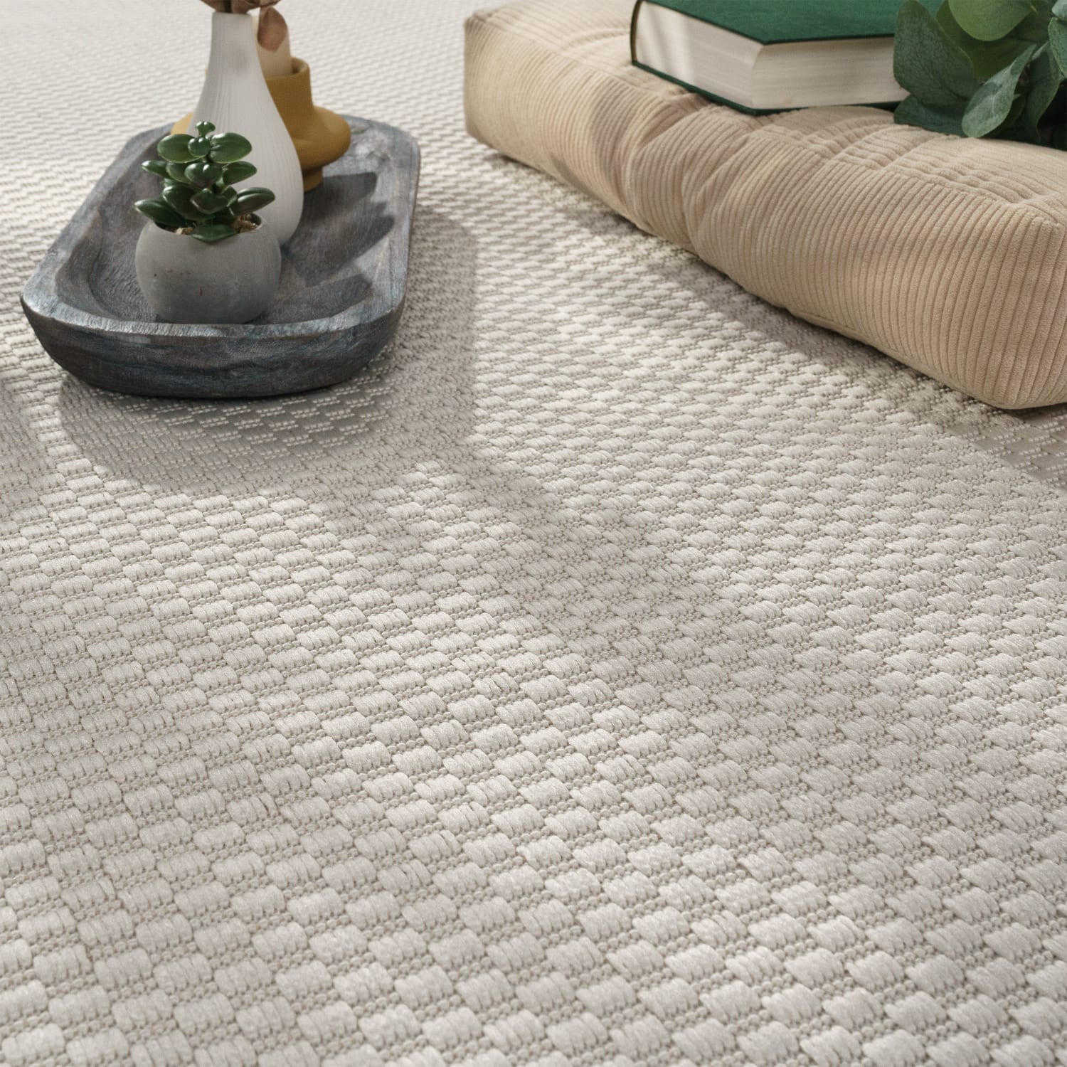 TEPPICH Kurzflor Unifarben Wohnzimmer schmutzabweisend Creme Quadrat 200S - Beige, Textil (200/200cm) - KADIMA DESIGN