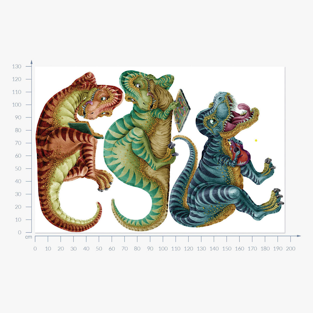 WANDAUFKLEBER 130x195cm - Bunte Dinosaurier - Multicolor, Kunststoff (130/195/0.1cm) - Wallfluent
