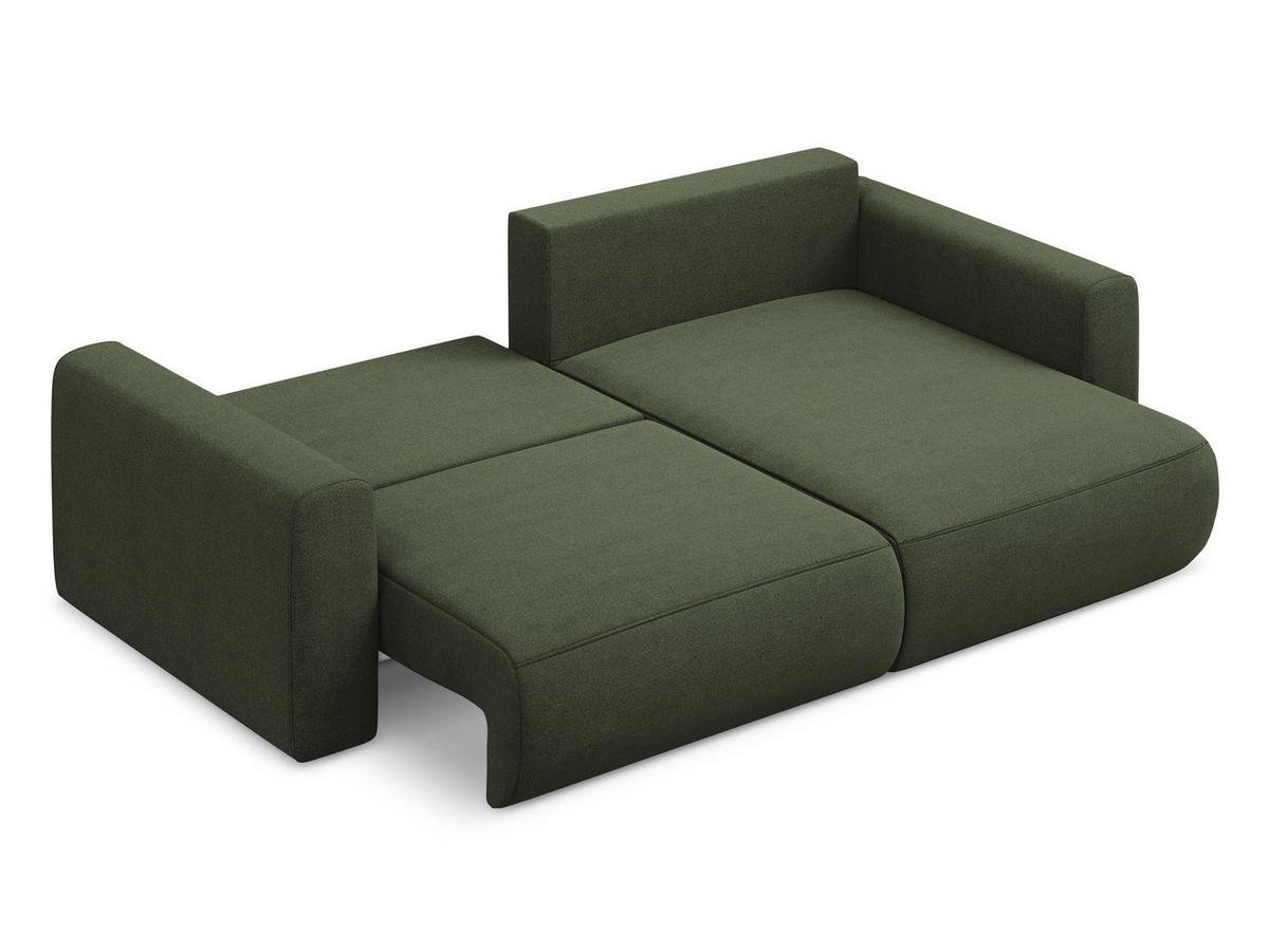 ECKSOFA mit Schlaffunktion Strukturstoff Stoff Grün - Schwarz/Olivgrün, Kunststoff/Textil (240/149cm) - Makamii