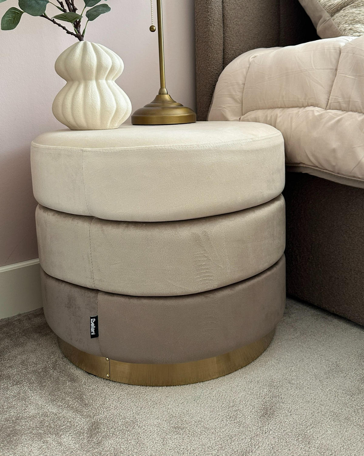 POUF Louin 48/48/41 cm - bej, material textil (48/41/48cm) - Beliani