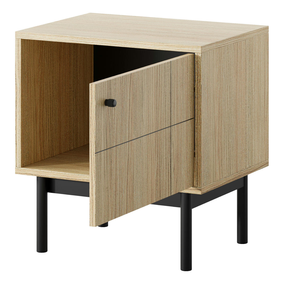 NACHTTISCH DIEPPE STO1-1D Fräste Fronten, Eiche - Eichefarben, Holz/Holzwerkstoff (54/56/39cm) - Komodee