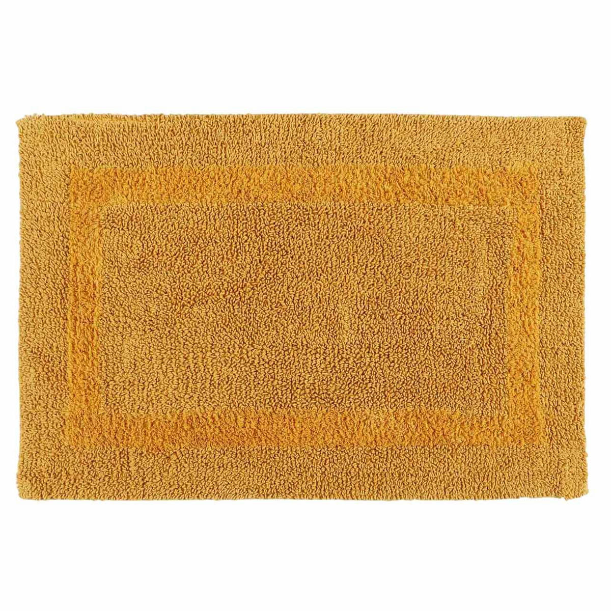 BADEMATTE 50/80 cm, 100% Baumwolle, wendbar - Currygelb, Textil (50/80cm) - Homescapes
