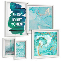 BILDER SET 5er Set - 50x50 cm & 20x30 cm & 40x60 cm Weißer Rahmen - Farbenfrohe Abstraktionen, Gesichter, Formen - Weiß, Kunststoff (40/60cm) - TULUP