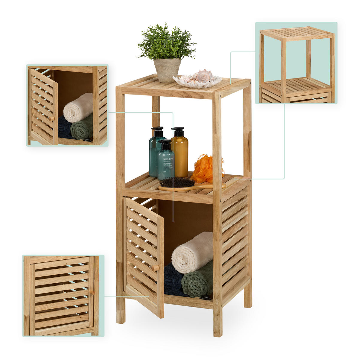 BADEZIMMERREGAL - Hellbraun, Holz/Holzwerkstoff (40/86/36cm) - Relaxdays