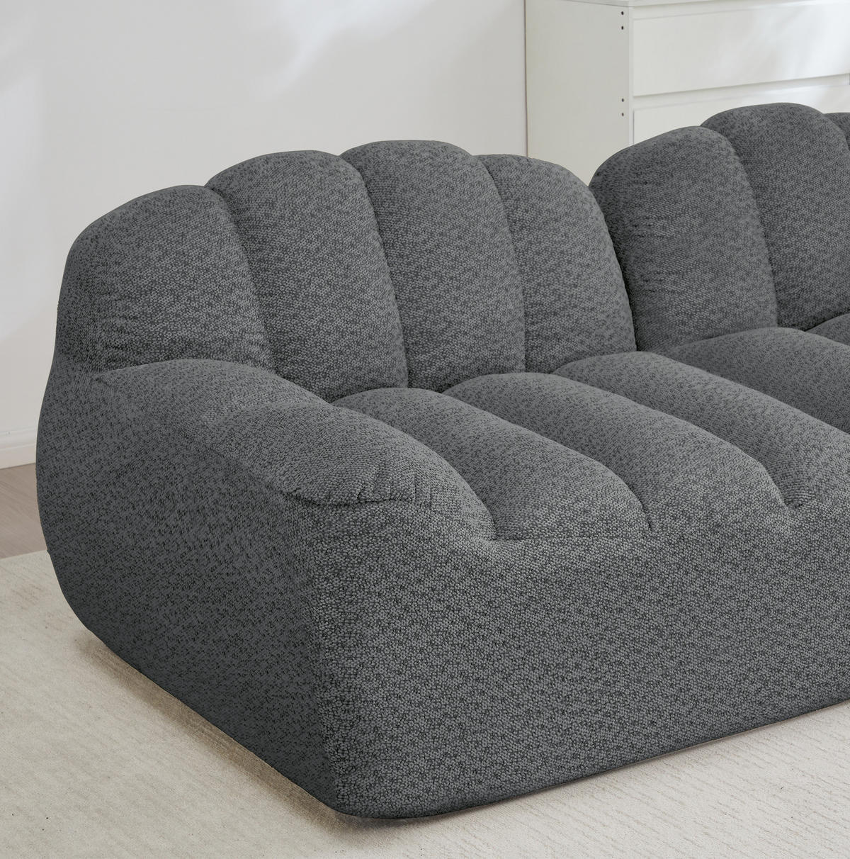 2-SITZER-SOFA ohne Montage mit ergonomischer Form und modularem Aufbau, Grau - Grau, Textil (210/79/104cm) - Redom