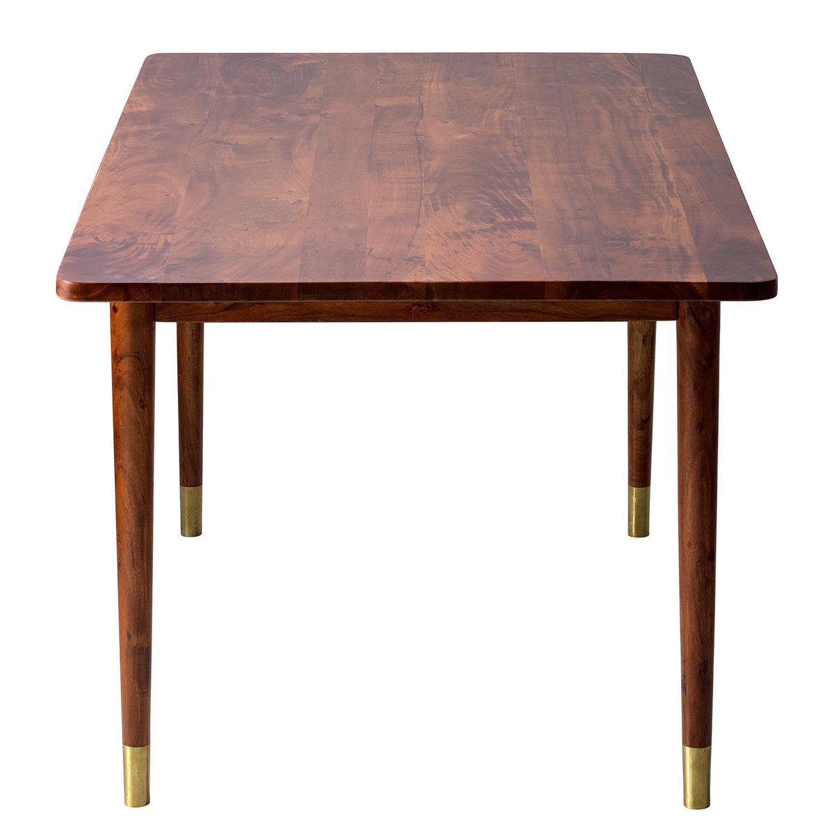 ESSTISCH - Akazie massiv / Metall - Akazie / Gold - Braun, Holz/Metall (90/160/76cm) - home24