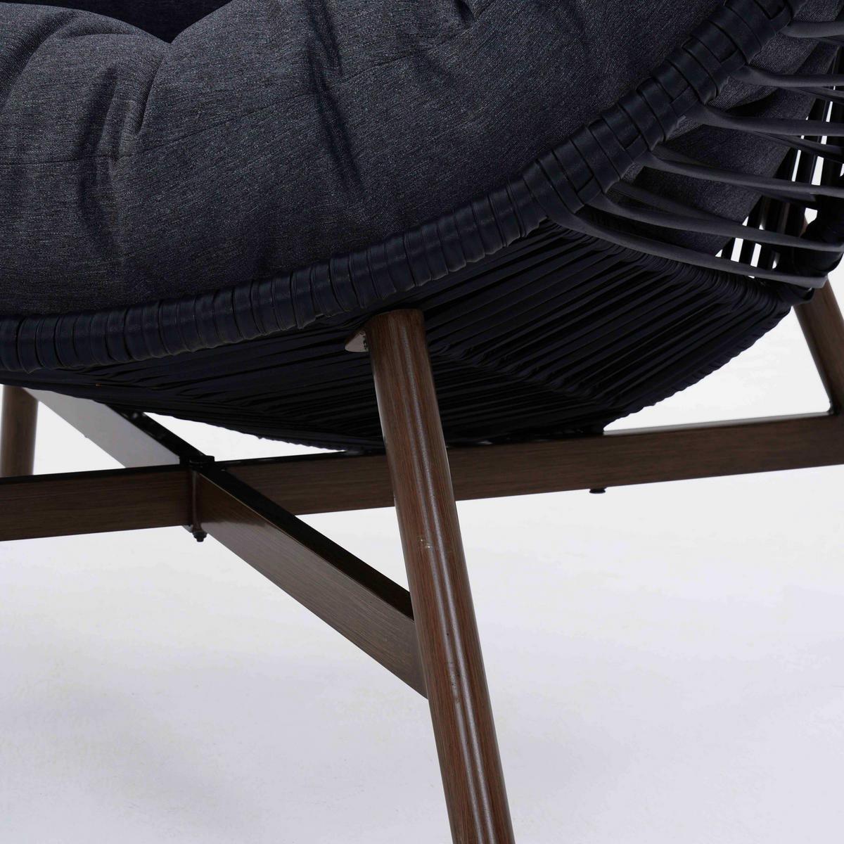 GARTENSESSEL, Schwarz - Schwarz, Textil (100/142/98cm) - Oviala