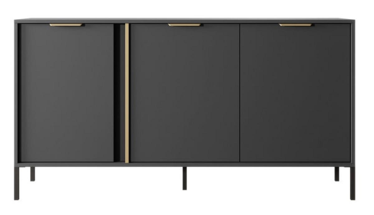 SIDEBOARD Anthrazit LARYSA C Mit Schränken Mit Metallgestell - Graphitfarben, Holzwerkstoff (153.1/81.4/39.5cm) - Sepro Meble