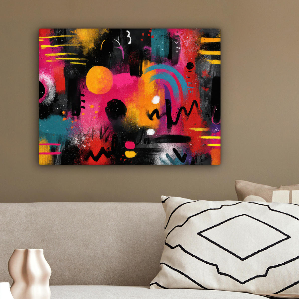 LEINWANDBILD Farbflächen - Formen - Bunt - Abstrakt Wandbild 40x30 cm - Pink, Textil (40/30cm) - MuchoWow