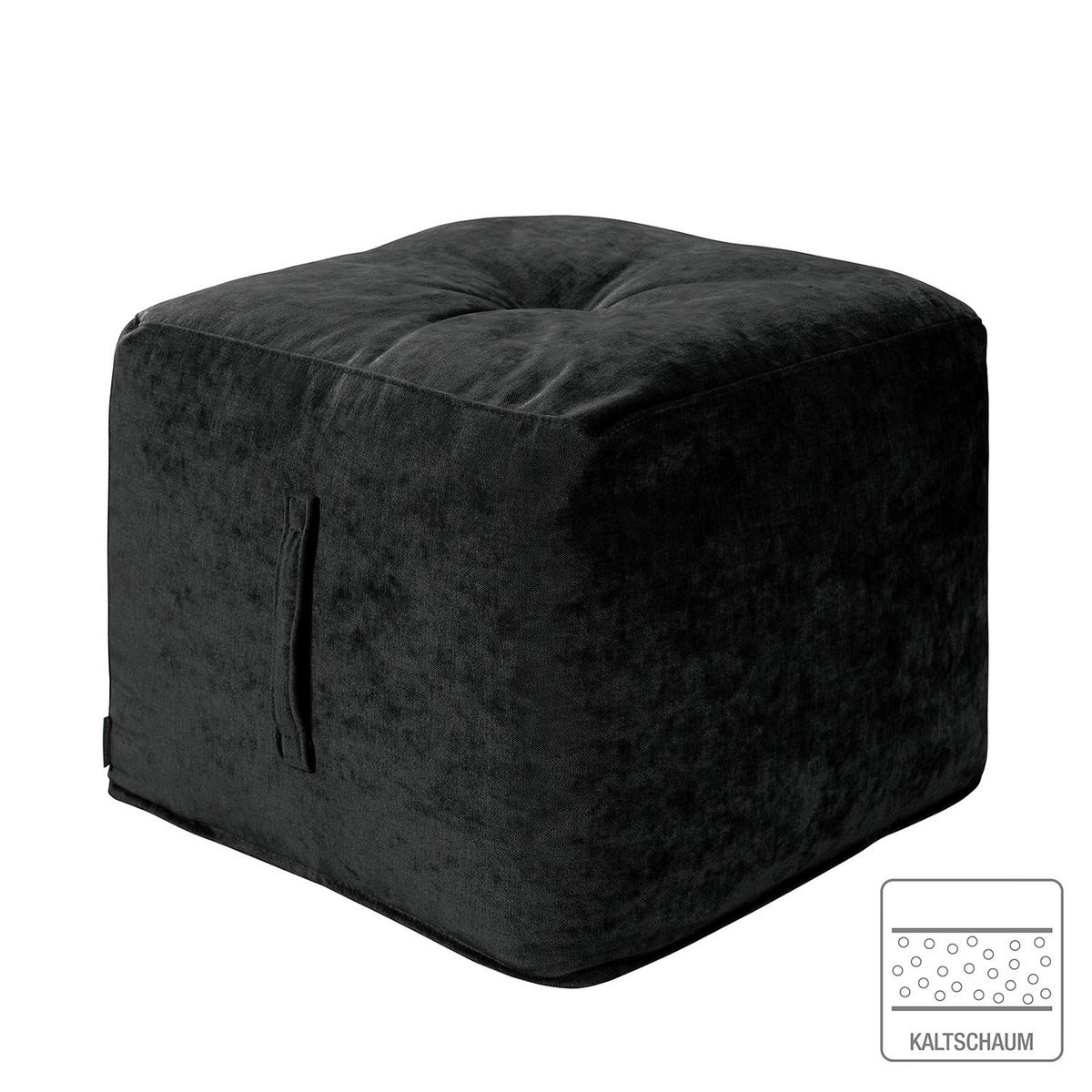 SITZWÜRFEL - Samt - Schwarz, Textil (47/42/47cm) - home24