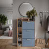 GARDEROBE Orlando Goldkraft Eiche/Blau 80 x 128.3 cm mit 3 Fächern - Honigeiche/Eichefarben, Holzwerkstoff (80/128.3/24.2cm) - Vicco