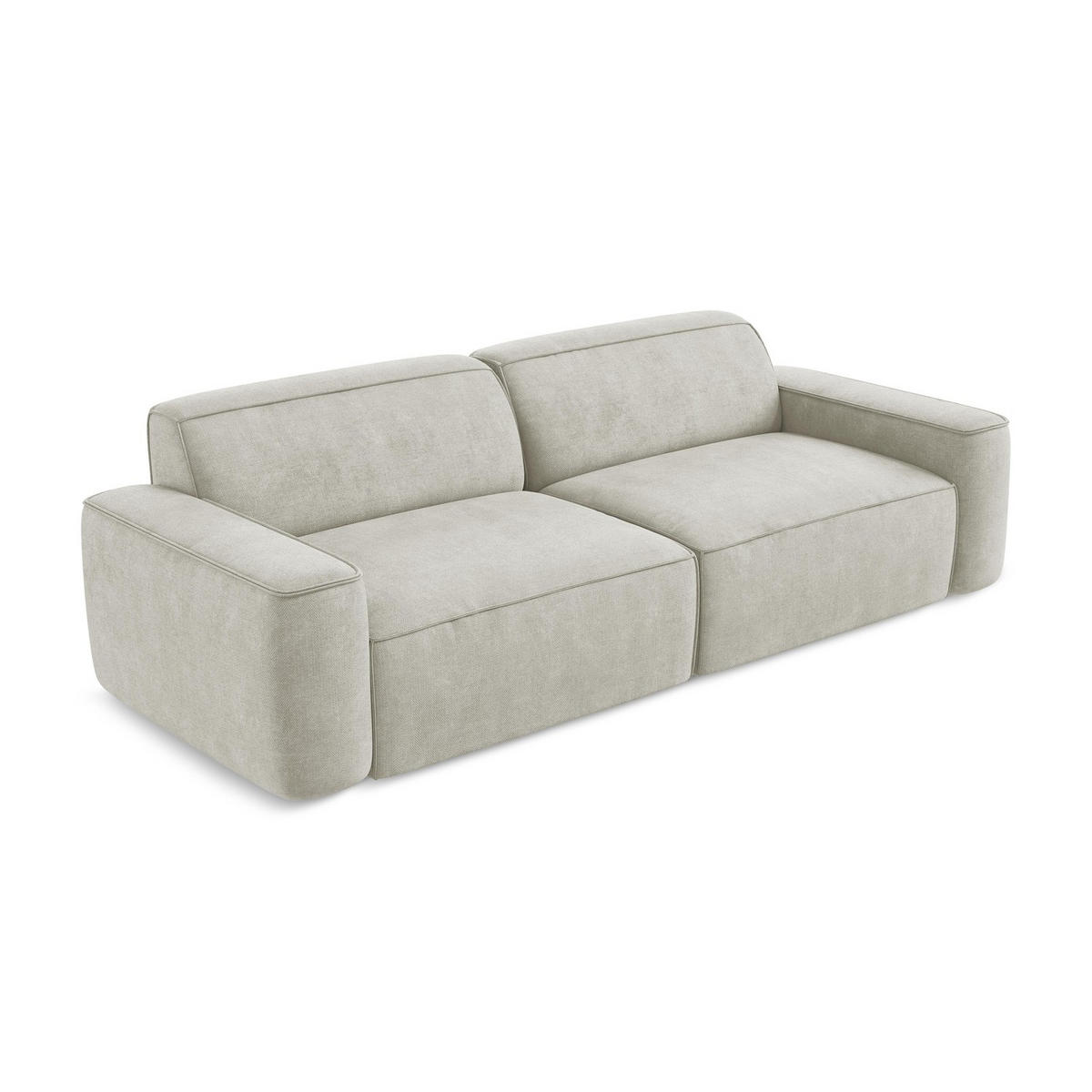 4-SITZER-SOFA Chenille Stoff Creme - Creme/Schwarz, Holzwerkstoff/Kunststoff (244/70/102cm) - LaMiaSofa