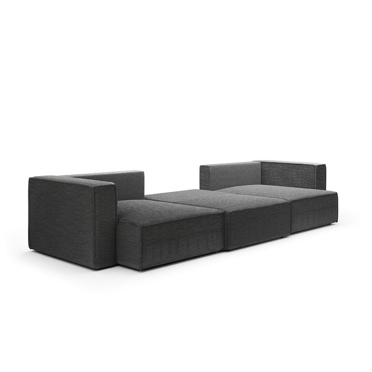 PANORAMASOFA Jimmy 5 Sitzplätze Grau - Grau, Holz (348/77/148cm) - Petits-meubles