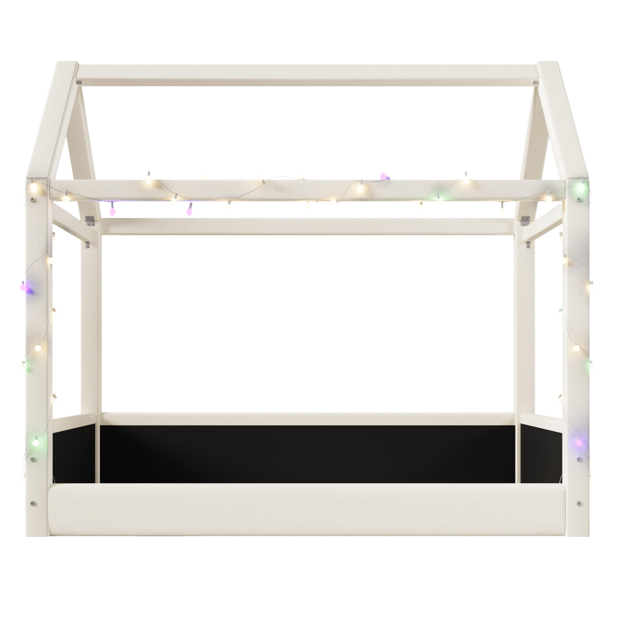 HAUSBETT 90x200cm, LED, gepolstert, Beige - Beige, Holzwerkstoff (90/200cm)