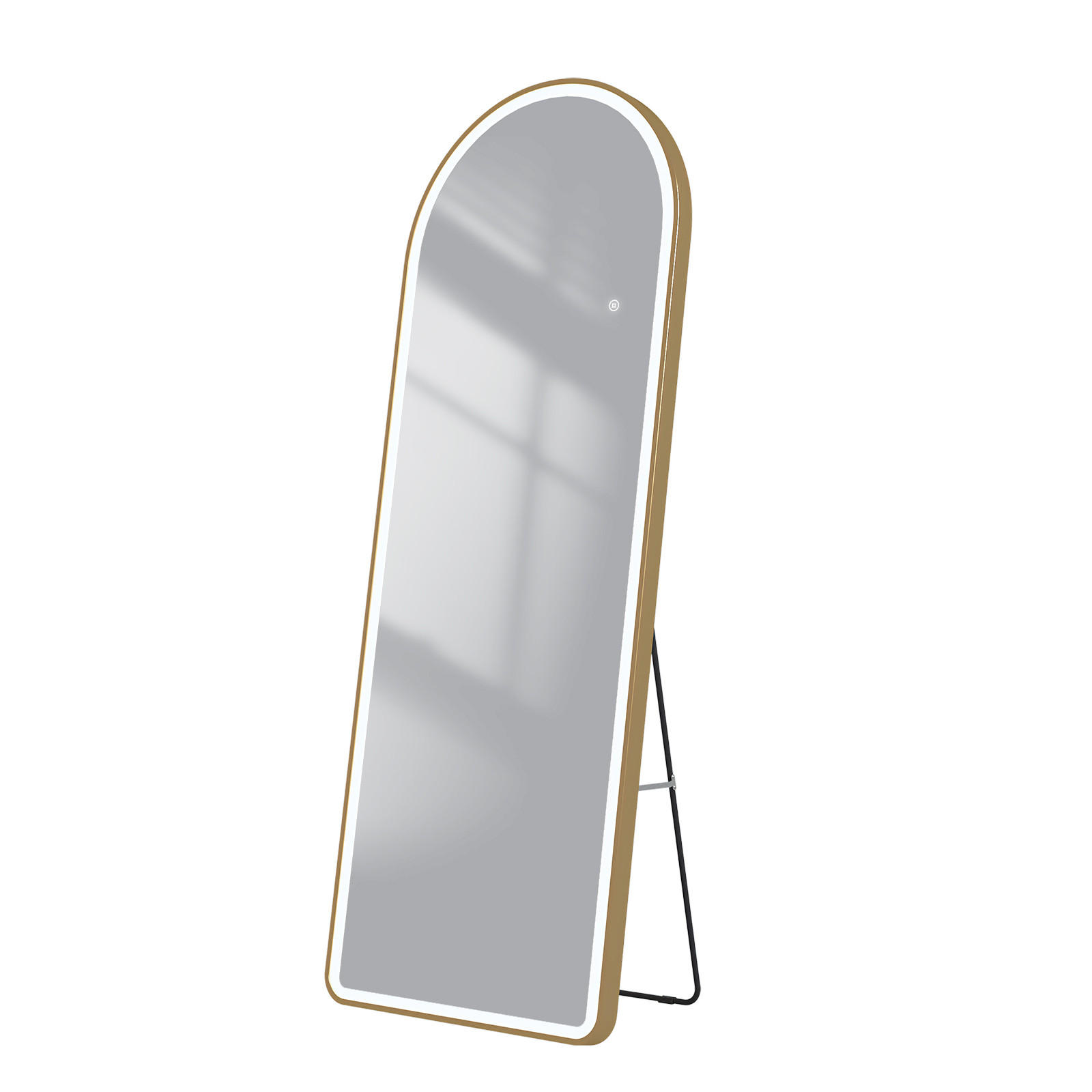 STANDSPIEGEL mit Beleuchtung und Rahmen Gold 160/60 cm - Goldfarben, Glas/Metall (60/160/160cm) - EMKE
