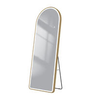 STANDSPIEGEL mit Beleuchtung und Rahmen Gold 160/60 cm - Goldfarben, Glas/Metall (60/160/160cm) - EMKE