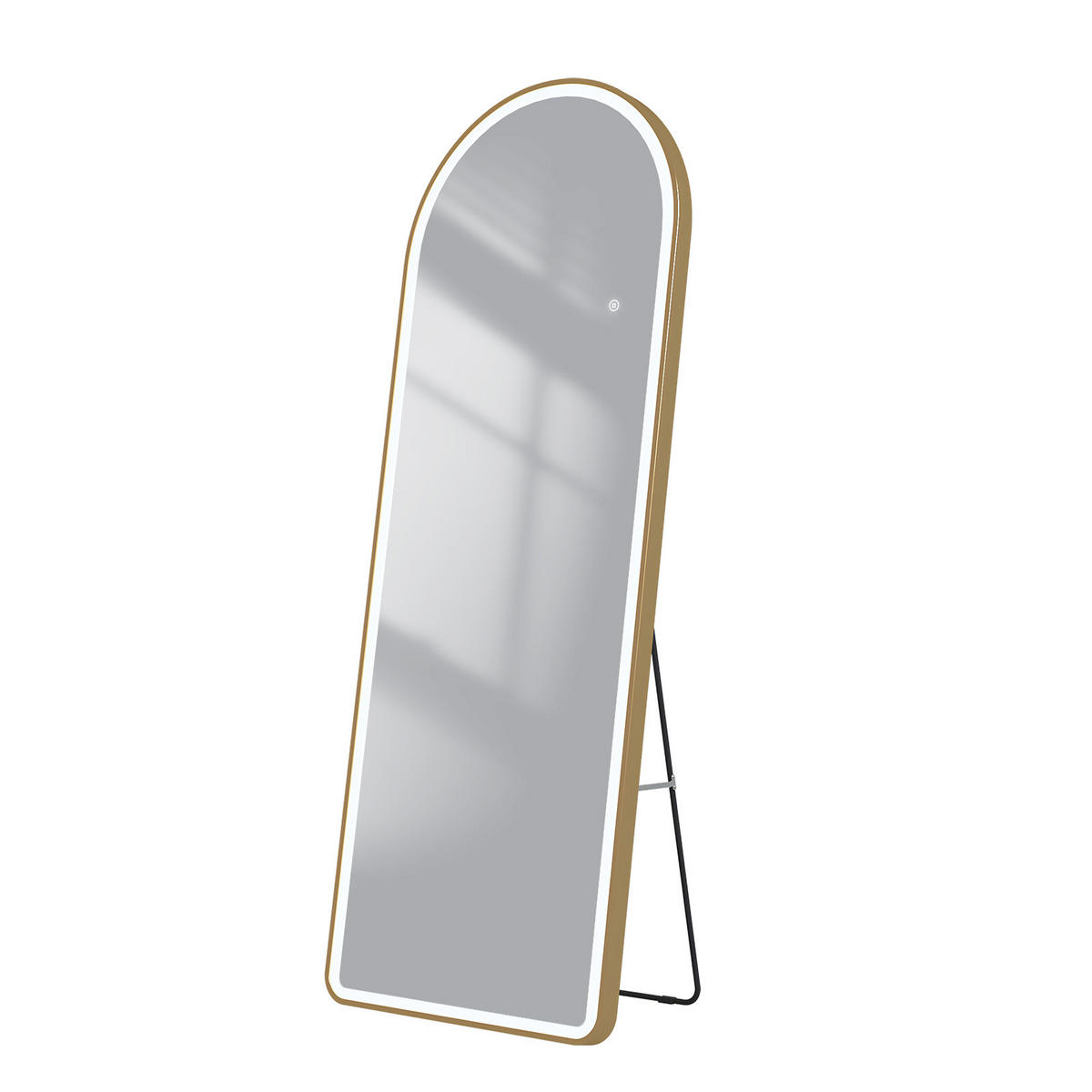 STANDSPIEGEL mit Beleuchtung und Rahmen Gold 160/60 cm - Goldfarben, Glas/Metall (60/160/160cm) - EMKE