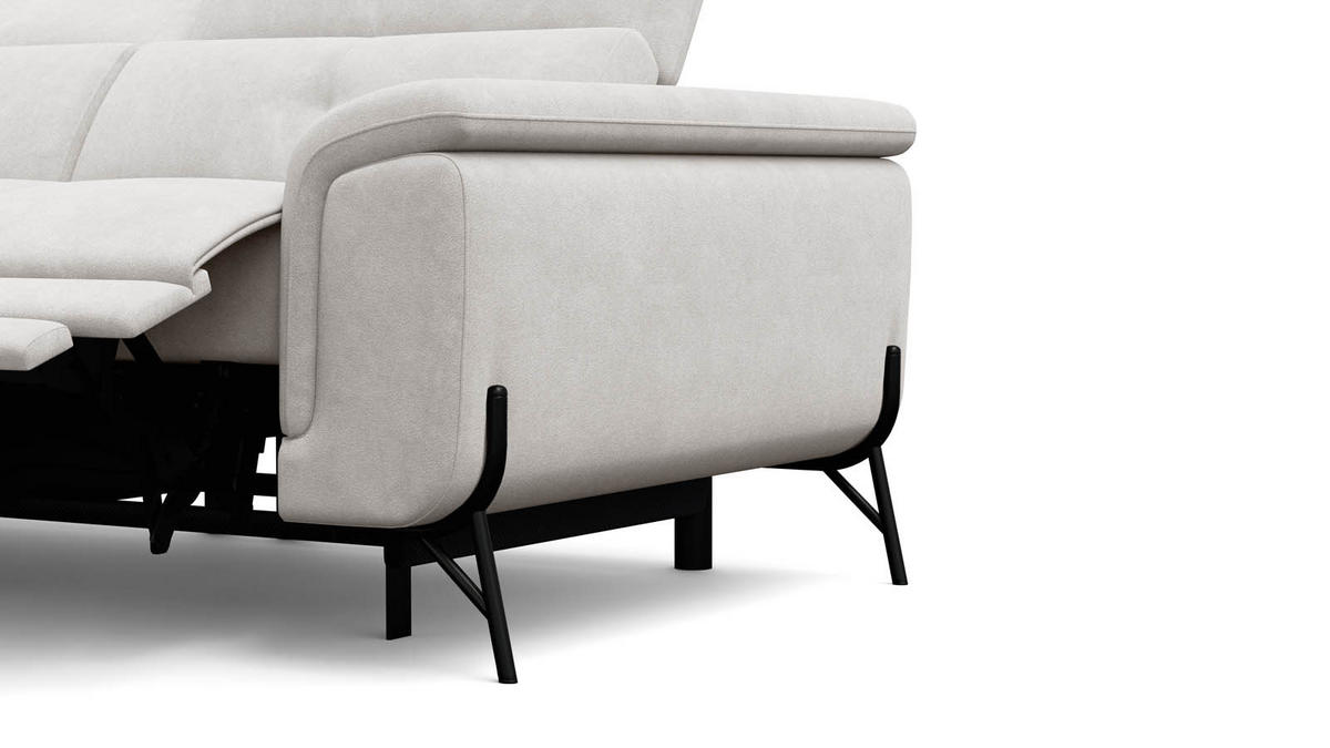 SOFA RELAX AVENA 3-Sitzer, beiger Veloursstoff - Beige/Schwarz, Holz/Textil (204/80/108cm) - Wozimo