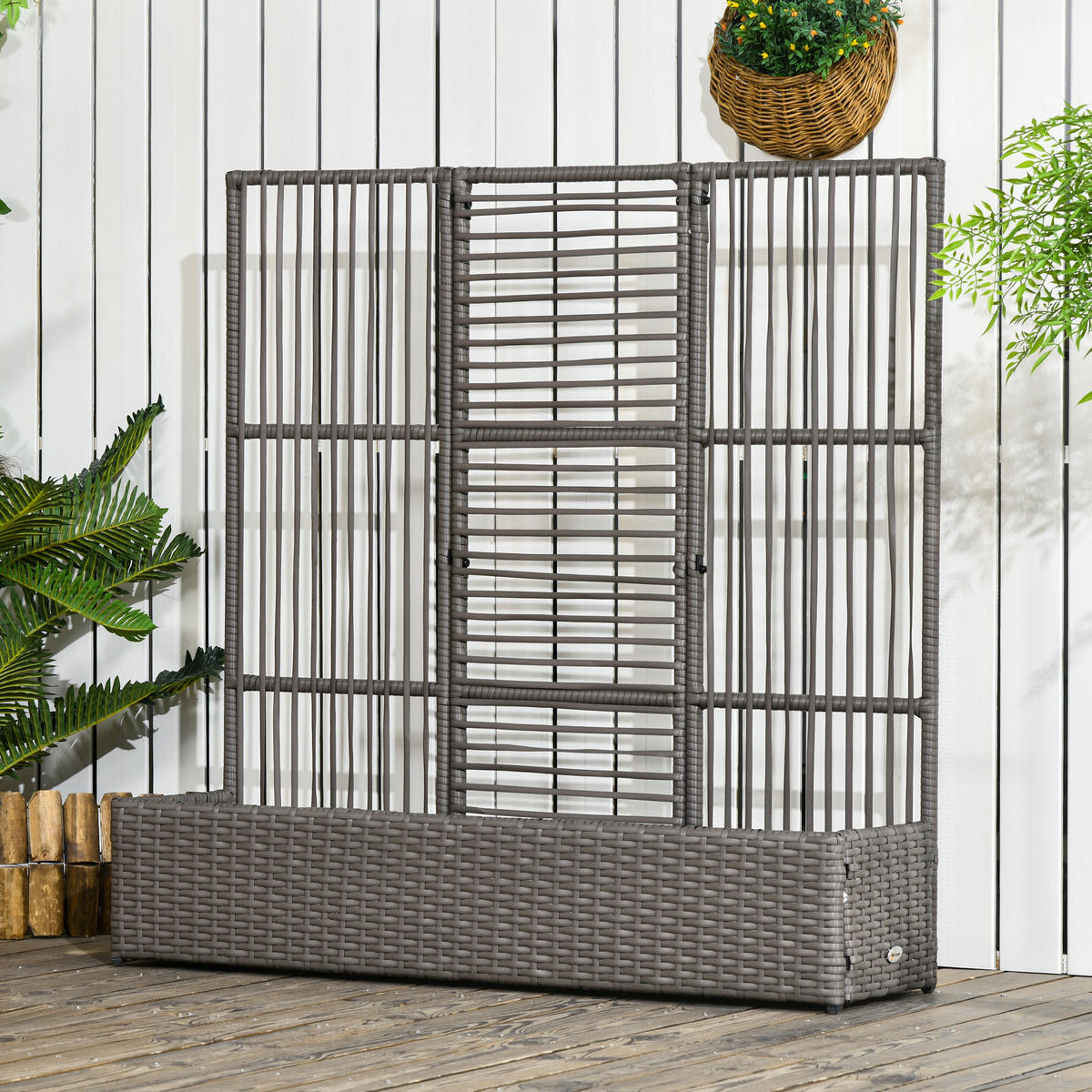 HOCHBEET PE-Rattan Stahl Grau - Grau, Kunststoff (29/103/103cm) - Outsunny