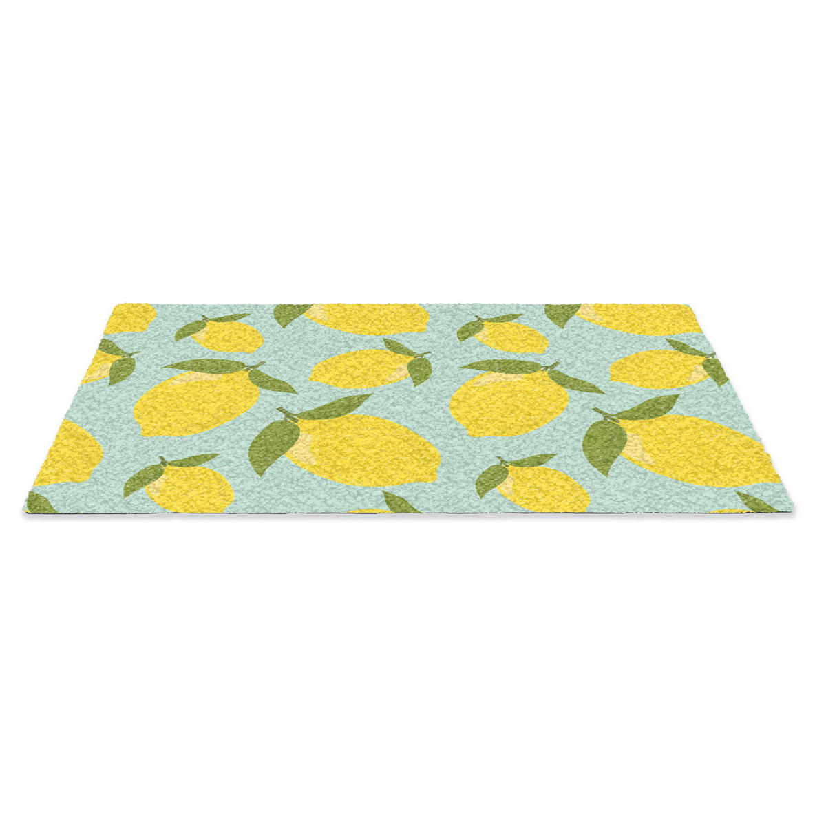 FUSSMATTE Muster Zitronen - Gelb - Blau - Muster - Früchte 90x60 cm - Gelb, Kunststoff (90/0.4cm) - MuchoWow