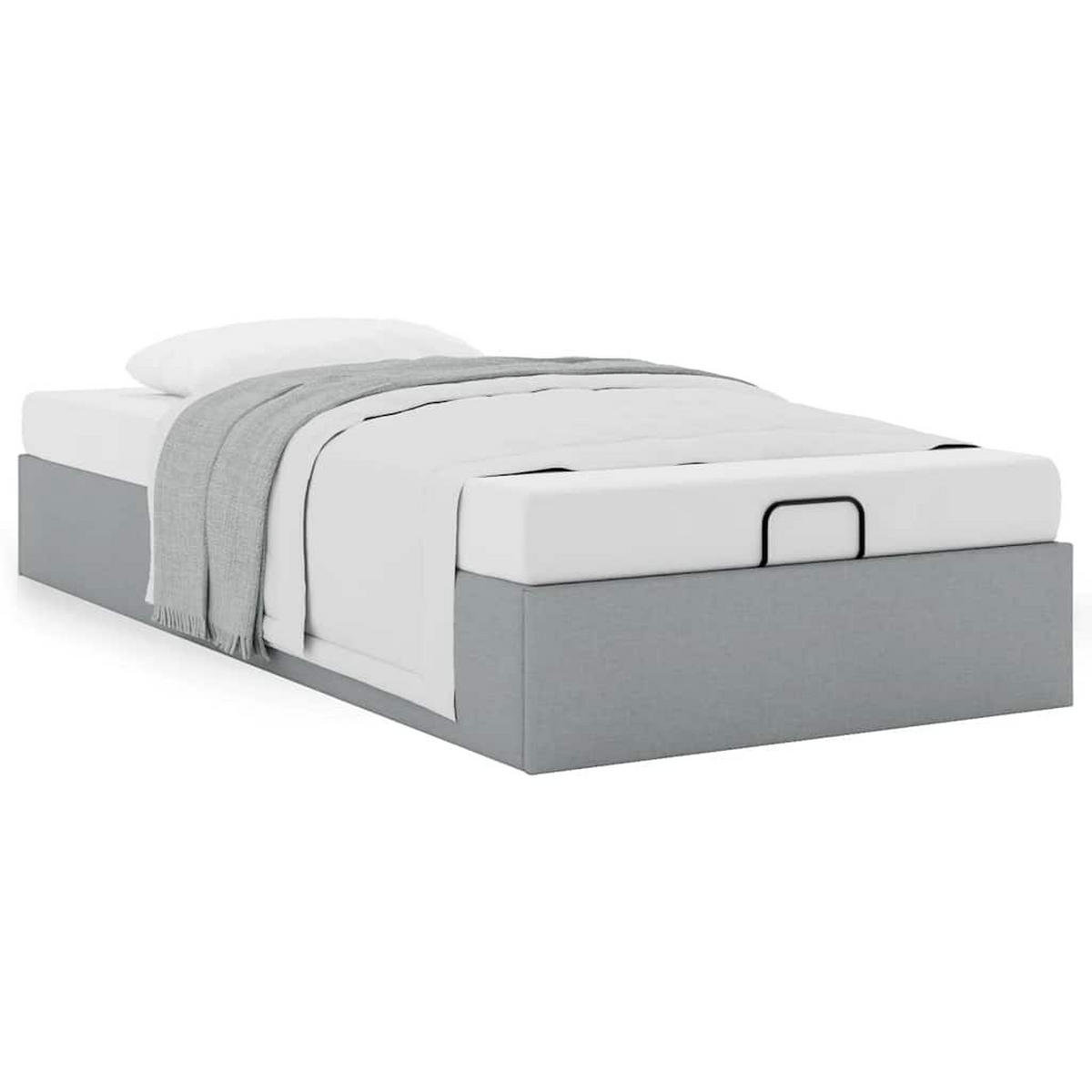 OTTOMAN-BETT Ohne Matratze Hellgrau 100/200 Cm Stoff - Grau, Holzwerkstoff (100/200cm) - vidaXL