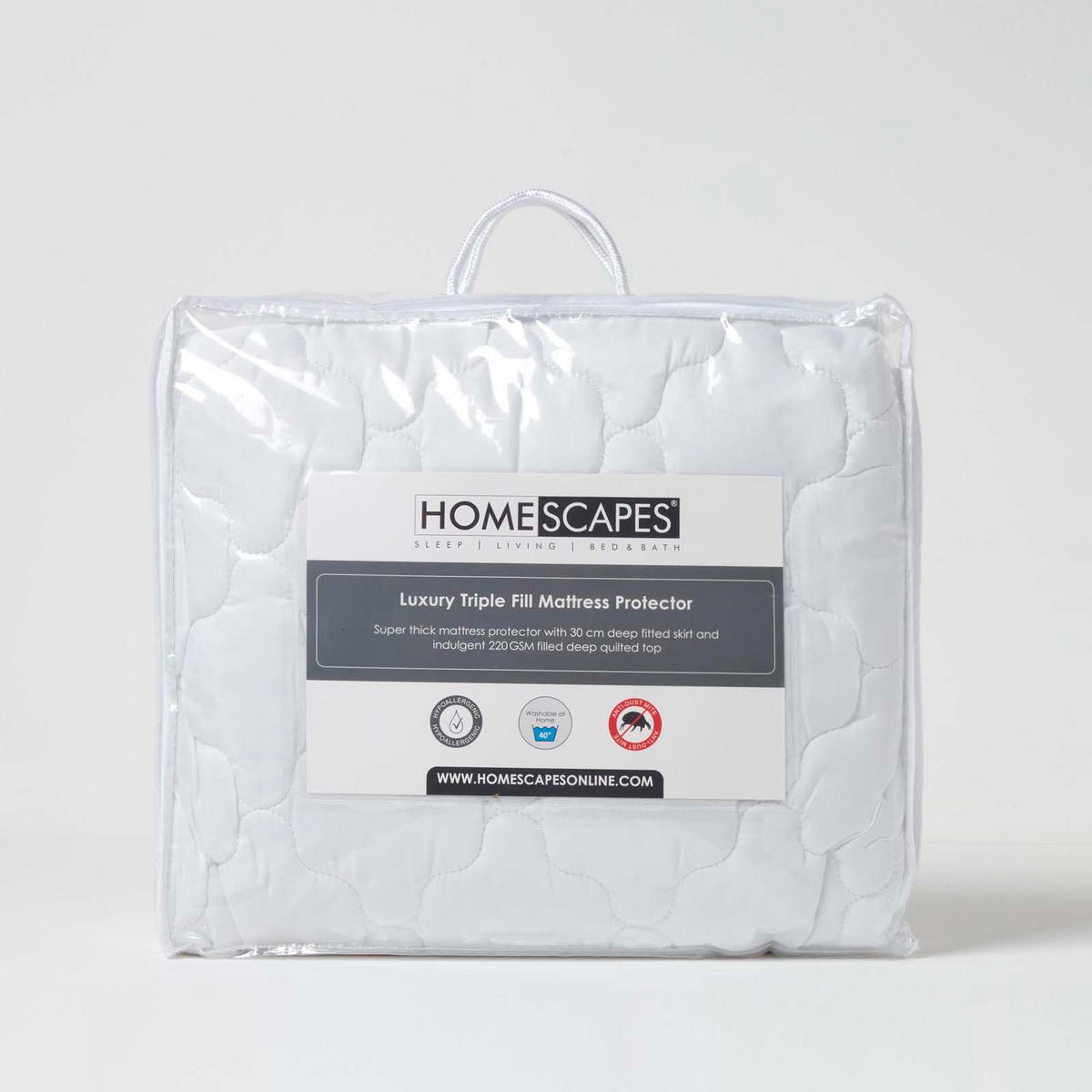 MATRATZENSCHONER 90/190 cm, samtweich & gepolstert - Weiß, Textil (90/190cm) - Homescapes