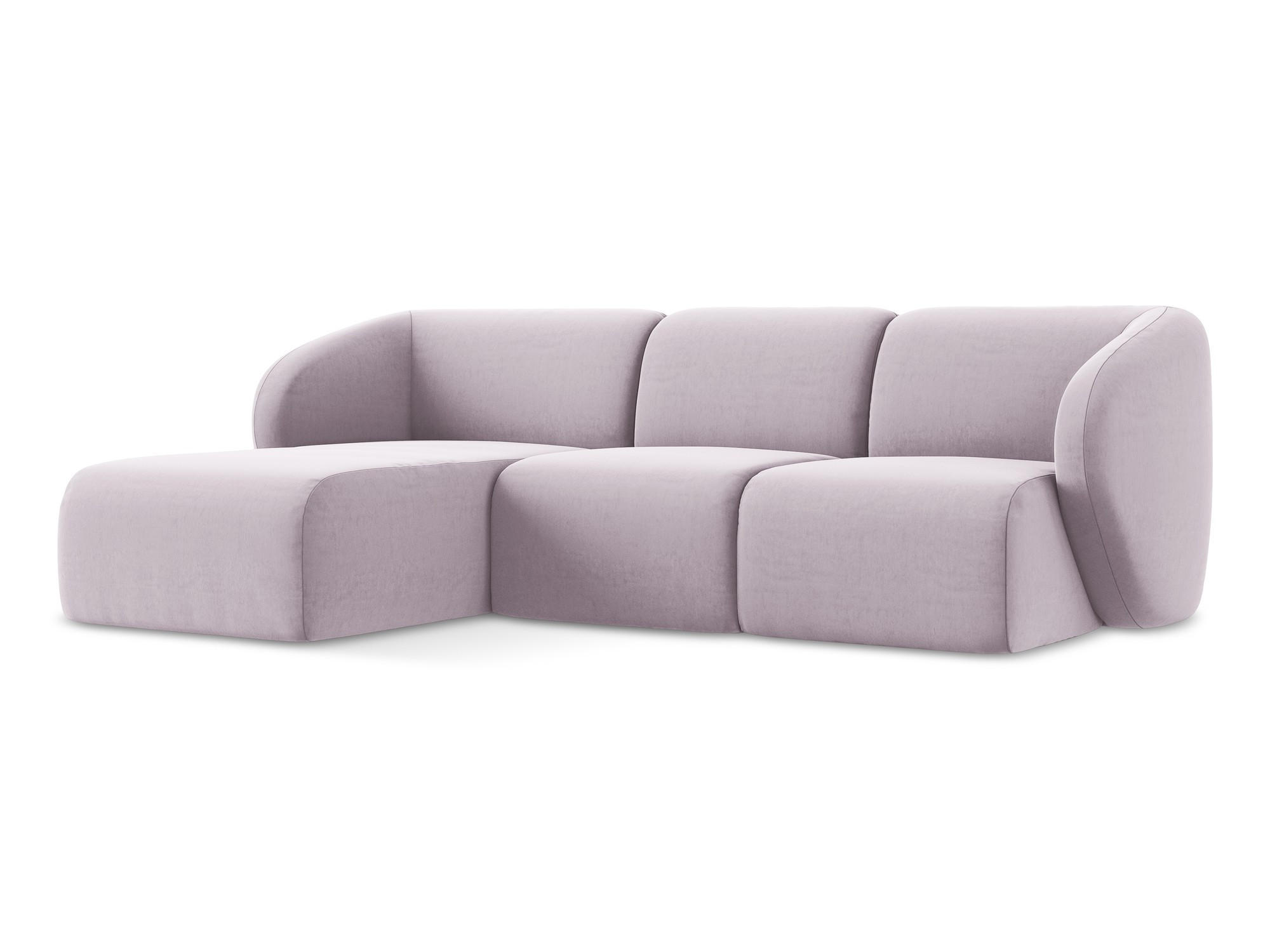 ECKSOFA Links Samt Stoff Violett - Flieder/Schwarz, Holzwerkstoff/Kunststoff (248/166cm) - Makamii