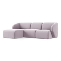 ECKSOFA Links Samt Stoff Violett - Flieder/Schwarz, Holzwerkstoff/Kunststoff (248/166cm) - Makamii