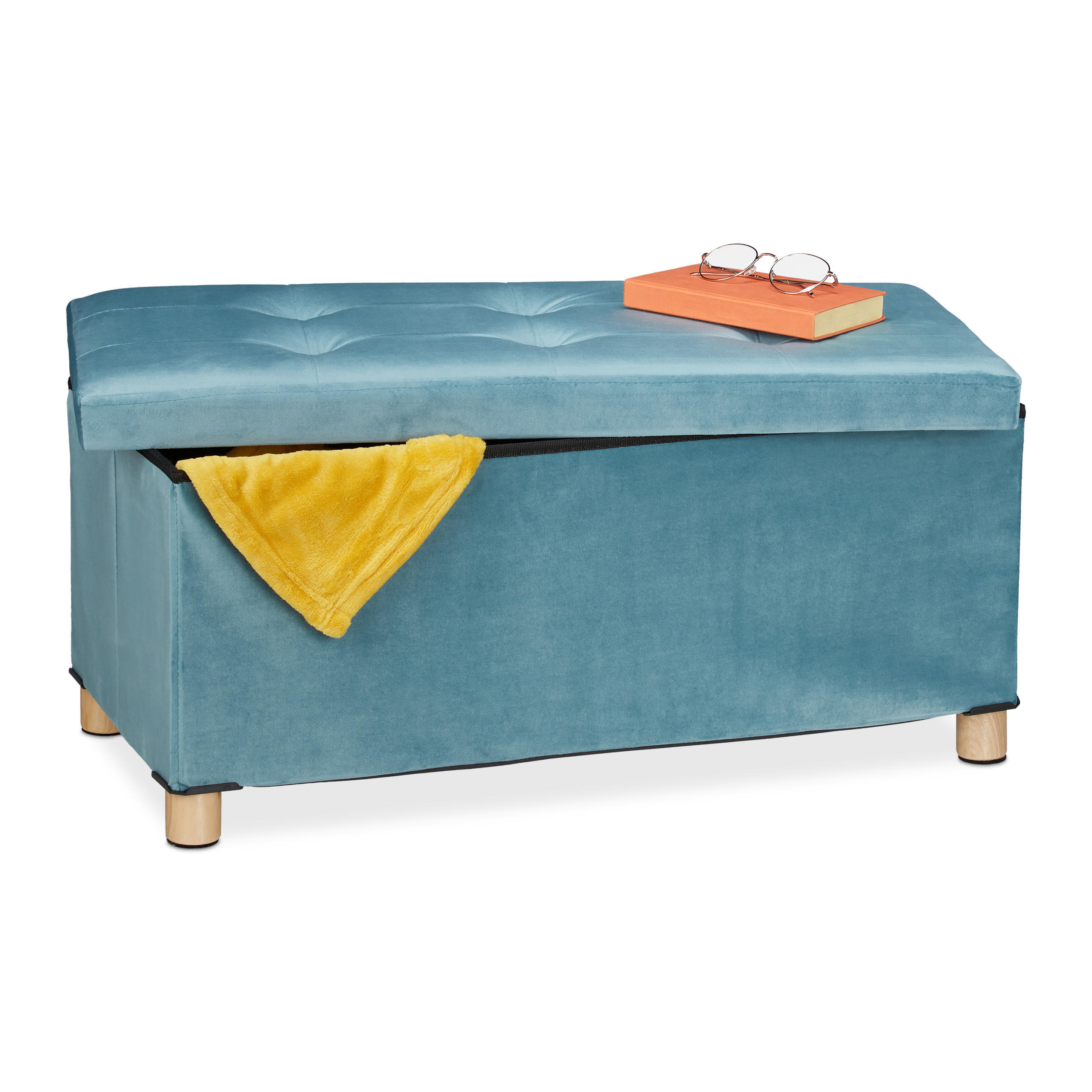 SITZBANK - Türkis, Holz/Holzwerkstoff (76/34/38cm) - Relaxdays
