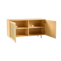 PŘÍBORNÍK z MDF 120x63x40 cm přírodní se 2 dvířky, ratanovým výpletem a kovovými nohami - přírodní, kompozitní dřevo (120/63/40cm) - Modfu
