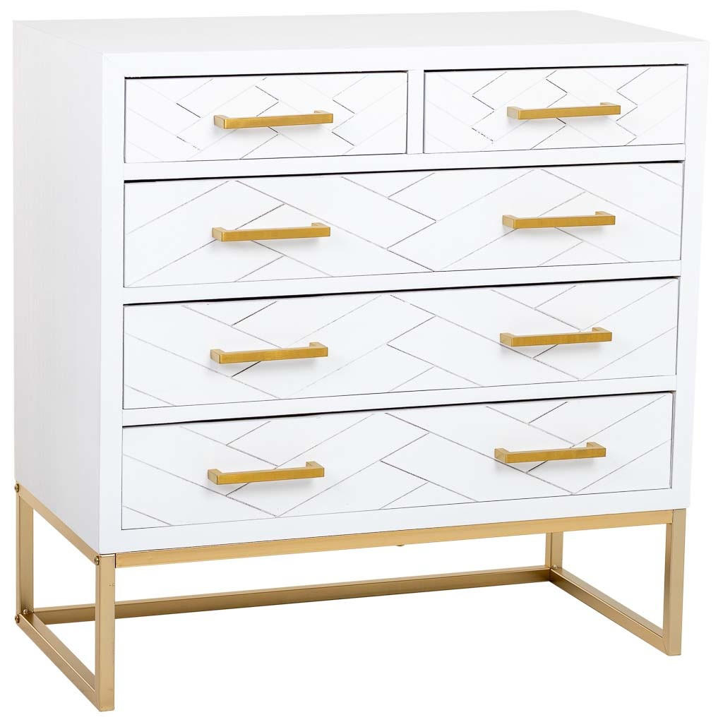 KOMMODE mit 4 schubladen aus holz und metall 80x39x81 cm - Weiß, Holz (80/81/39cm) - Wanderlust