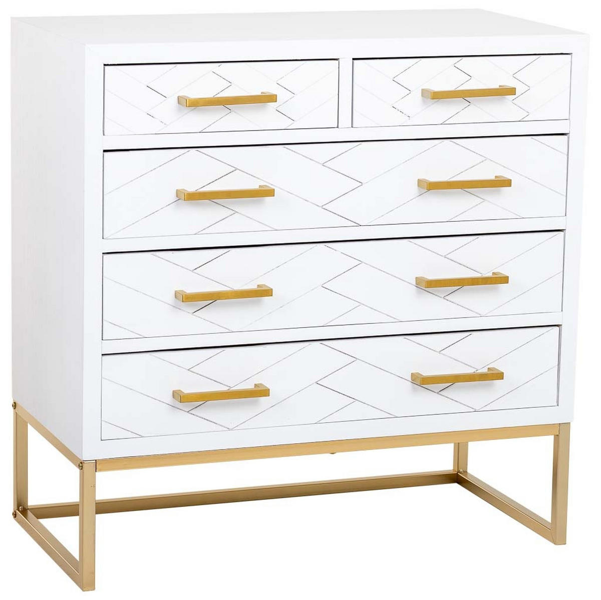 KOMMODE mit 4 schubladen aus holz und metall 80x39x81 cm - Weiß, Holz (80/81/39cm) - Wanderlust