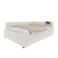 TAGESBETT 140/200 cm mit Ausziehbett, USB- und USB-C-Anschluss, Nachttischlampe und Vliesimitat, Weiß - Weiß, Textil (140/200cm) - Redom