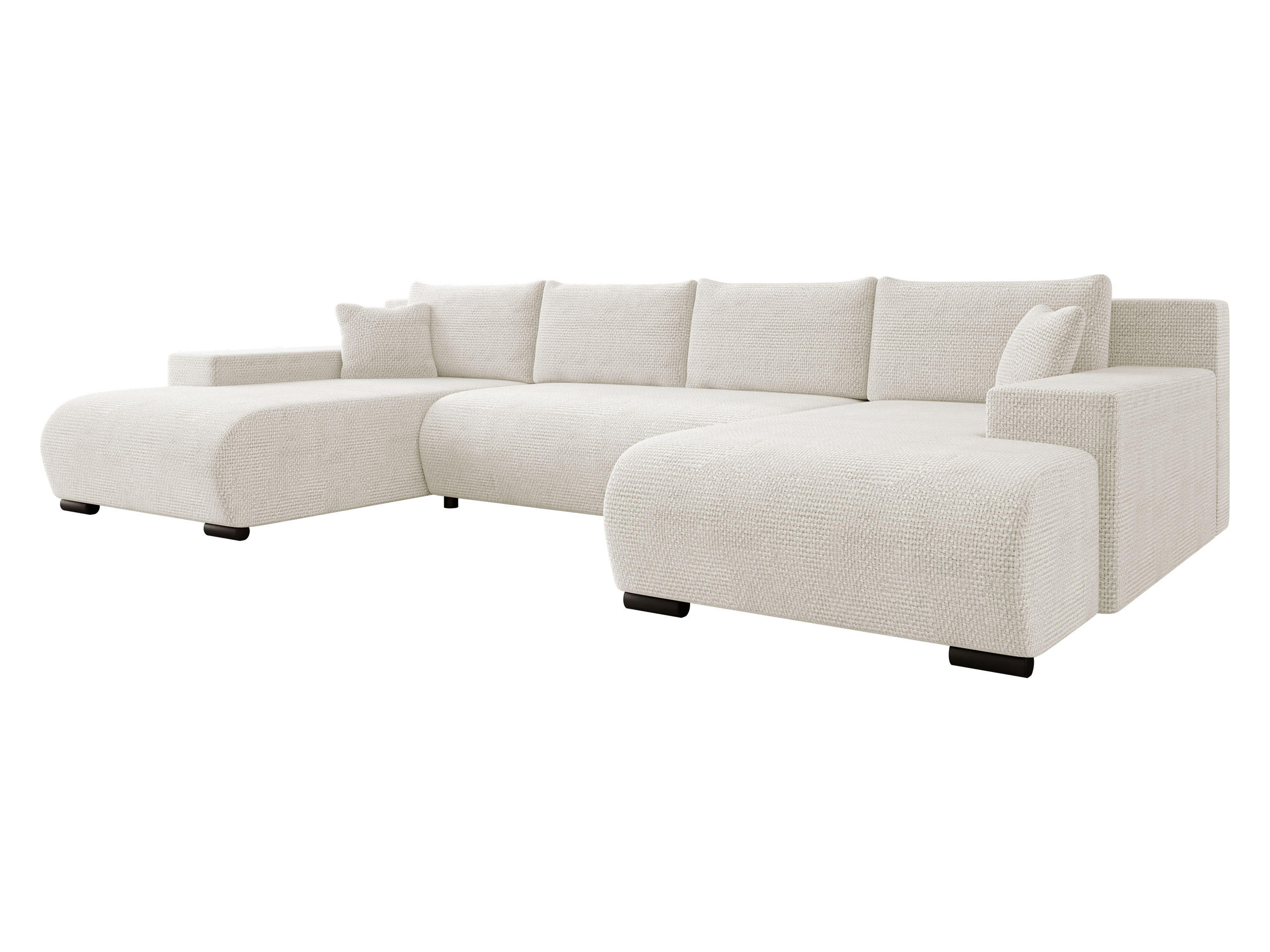 WOHNLANDSCHAFT Nojan U - Creme/Schwarz, Holz/Kunststoff (351/80/191cm) - MIRJAN24