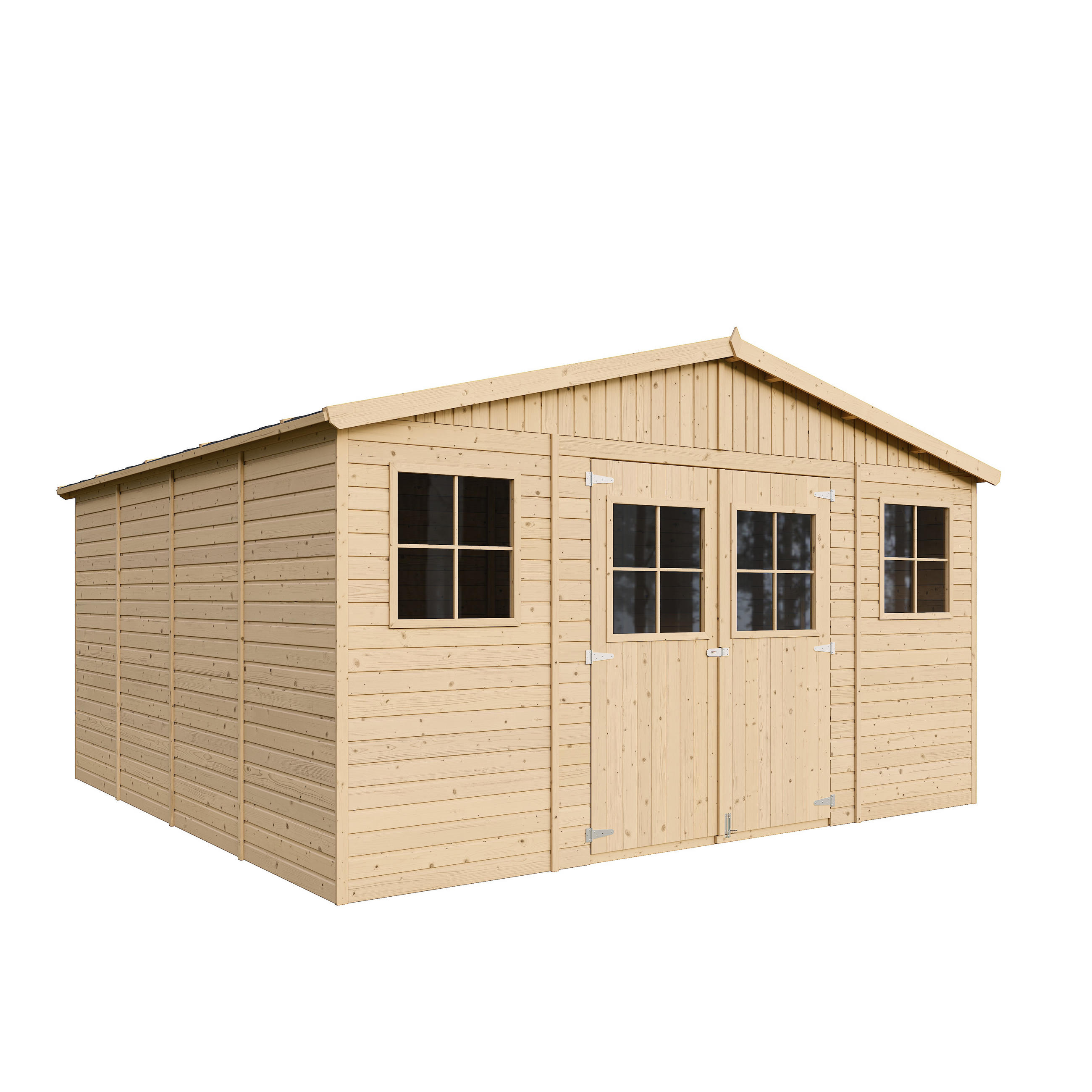 HOLZ-GARTHENHAUS - H246 x 418 x 420 cm/ 16 m² - M330 - Beige, Holz (418/246/420cm) - Timbela