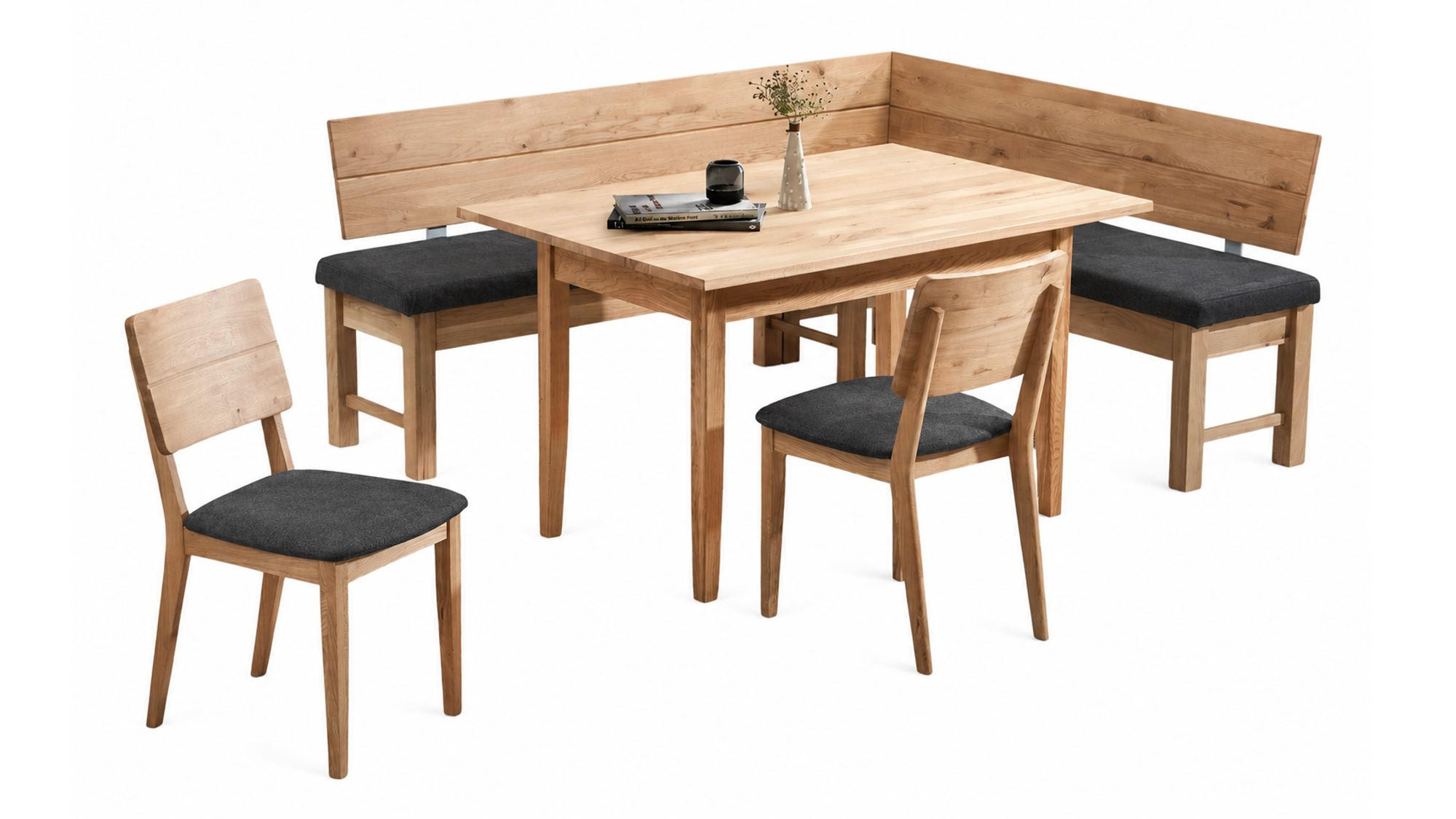 ECKBANKGRUPPE Modern Dyan 3 für 7 Personen Massivholz Wildeiche/Grau - Wildeiche/Grau, Holz (192/85/167cm) - 58aufmkessel