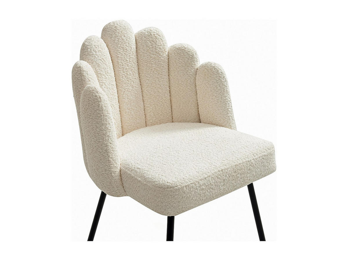 STUHL 6er-Set - Bouclé-Stoff & schwarzes Metall - Cremefarben - ALTINAM - Creme/Schwarz, Textil (57/85/55cm) - Pascal Morabito