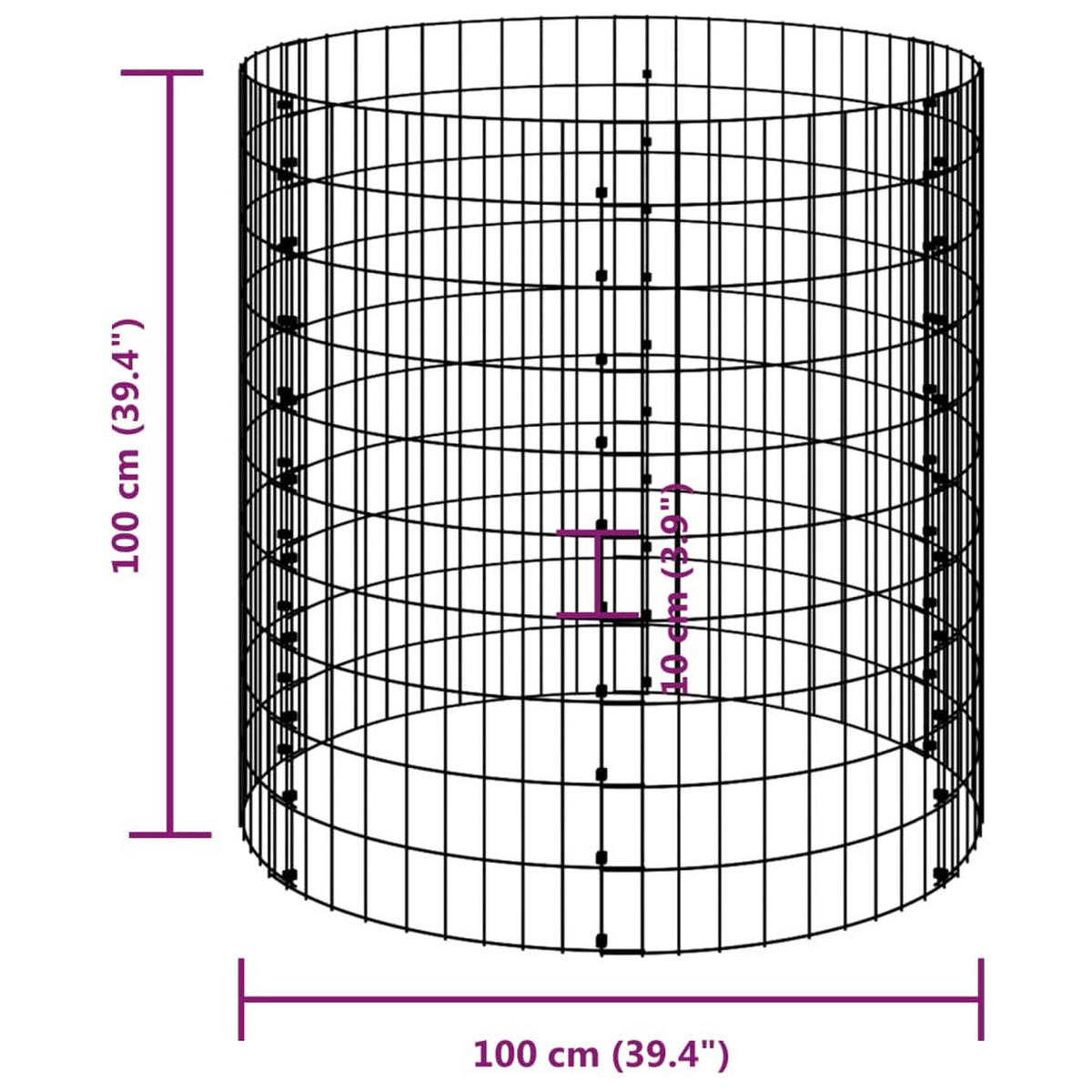 GARTENKOMPOSTER Ø100/100 Cm Verzinkter Stahl - Silberfarben, Metall (100/100/100cm) - vidaXL