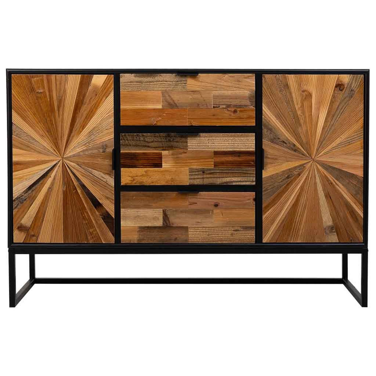 ANRICHTE aus Holz 120x38x78 cm - Schwarz, Metall (38/120/78cm) - Wanderlust