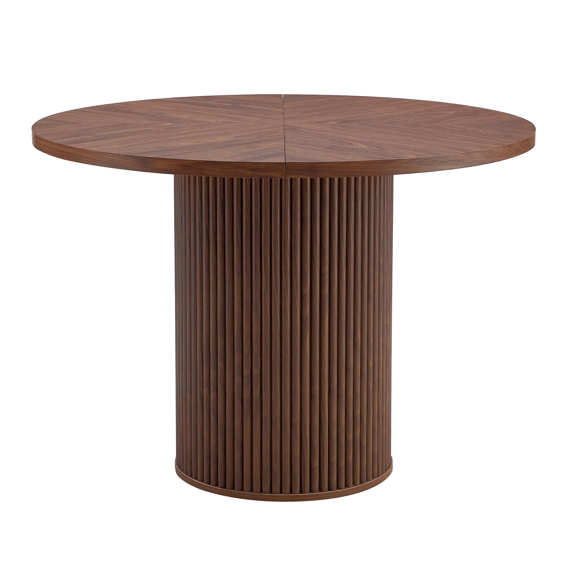 JÍDELNÍ STŮL kulatý vzhled ořechu, sloupová podnož 100 cm - barva vlašského ořechu, kompozitní dřevo (100/100/78cm) - Urban Meuble