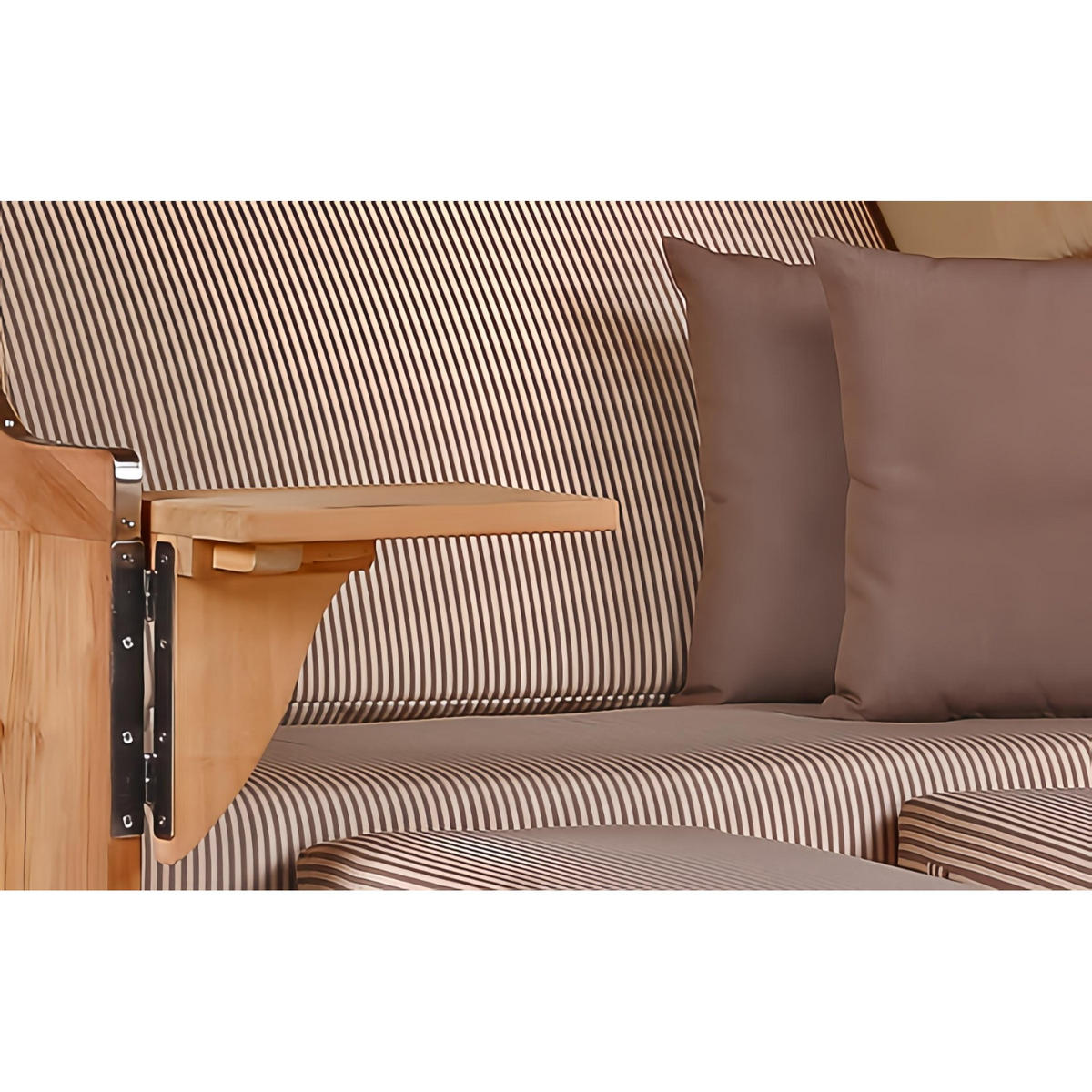 STRANDKORB SEEBLICK 2 Sitzer Teak - Beige/Braun, Metall (125/170/80cm) - Mr. Deko