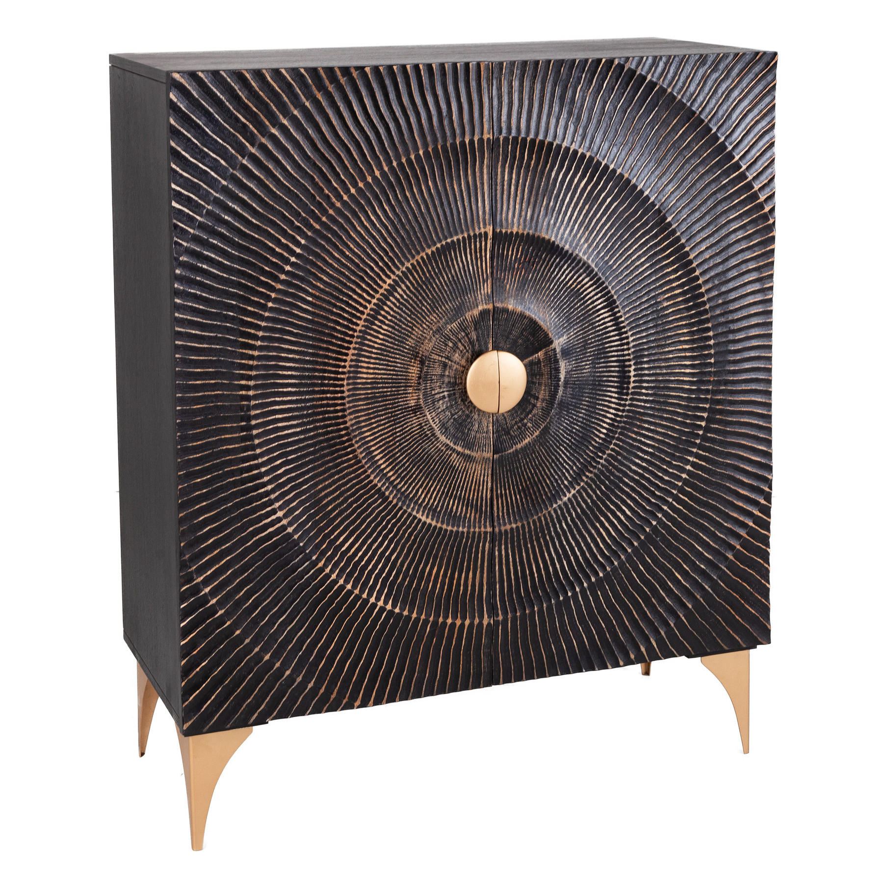 HIGHBOARD GOLDEN SUNSET Mango Schwarz 120 cm - Goldfarben/Schwarz, Holz/Metall (100/120/38cm) - riess-ambiente