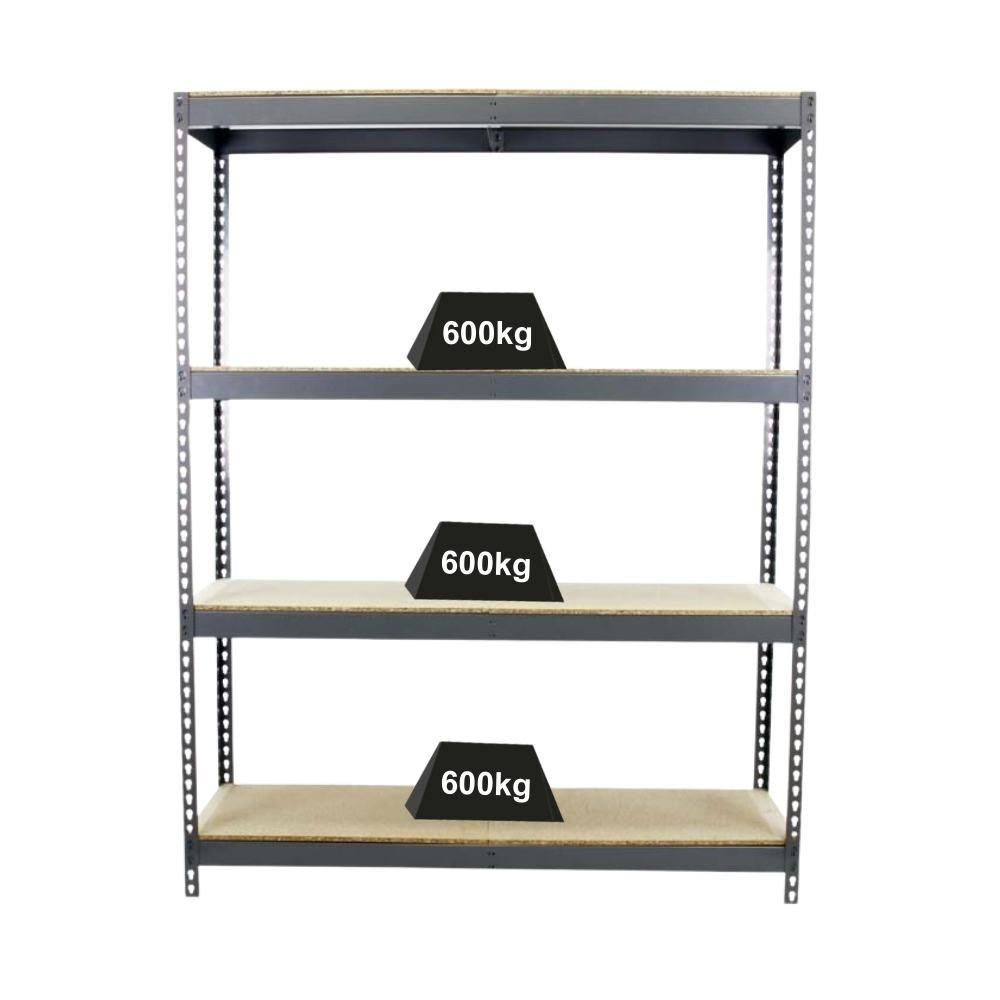 SCHWERLASTREGAL Wood Beast Four HxBxT 200 x 150 x 60 cm 4 Ebenen Fachlast 600 kg Grau - Grau, Metall (150/200/60cm) - PROREGAL