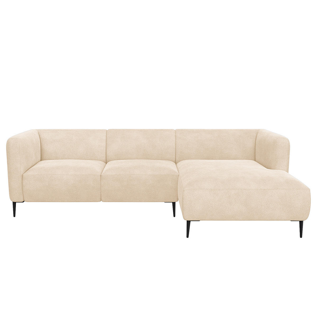 2,5-SITZER ECKSOFA mit Longchair - Beige/Schwarz, Textil/Metall (271/148cm) - home24