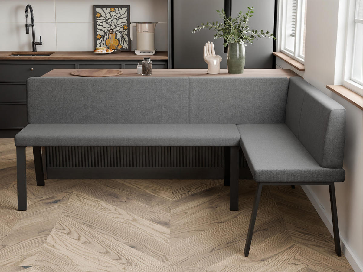 ECKBANK rechts MONO Y Webstoff glatt, 142/196 cm Dunkelgrau - Dunkelgrau, Textil/Metall (142/196cm) - Idohome