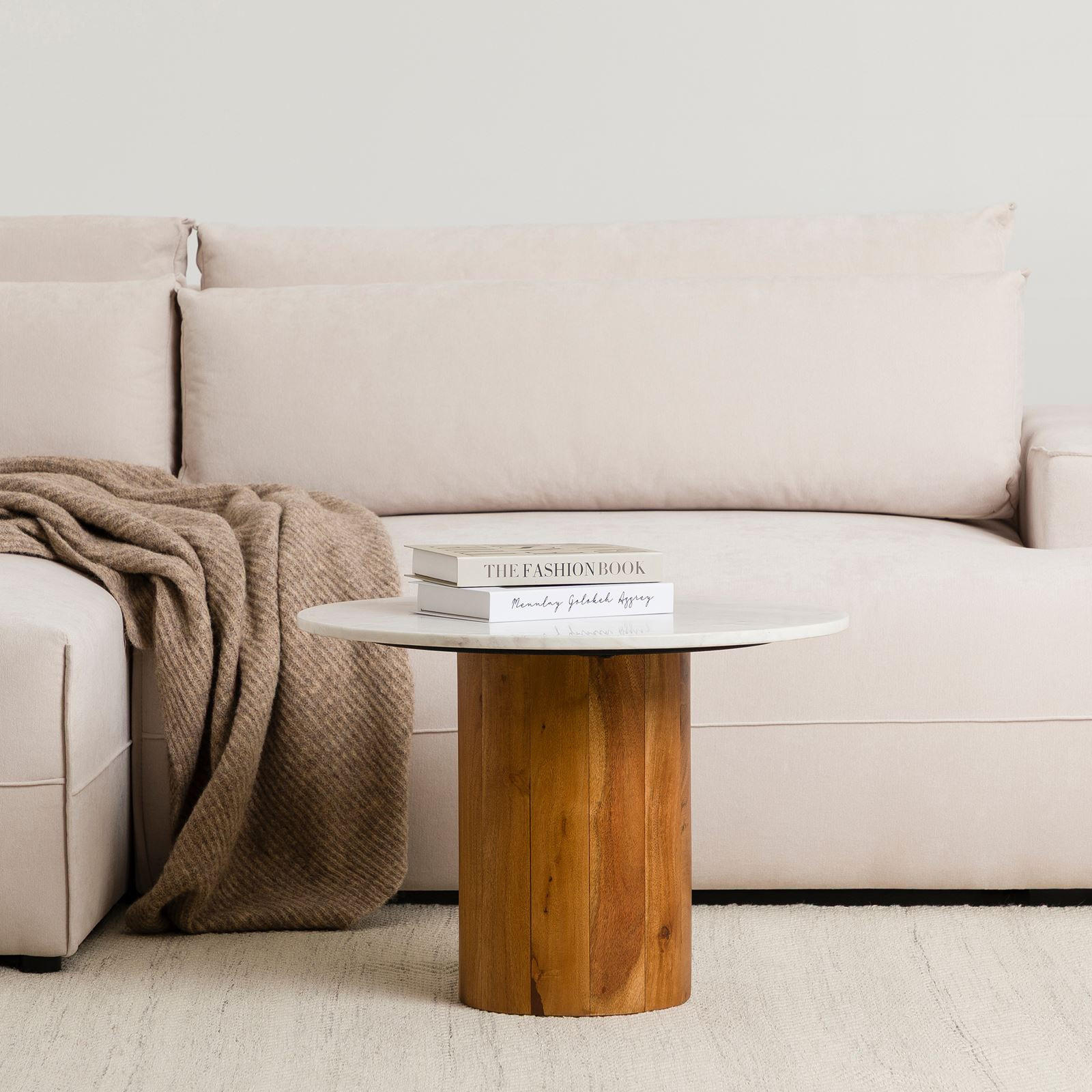 COUCHTISCH YAMUNA - Weiß/Naturfarben, Naturmaterialien/Holz (60/60/42cm) - IDIMEX