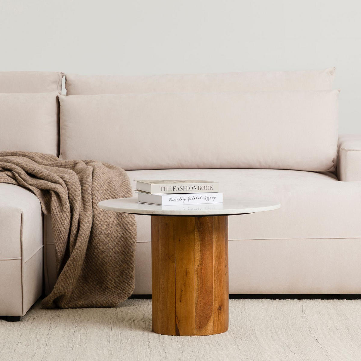 COUCHTISCH YAMUNA - Weiß/Naturfarben, Naturmaterialien/Holz (60/60/42cm) - IDIMEX